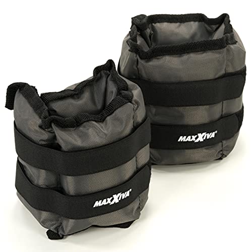 Foto von MAXXIVA Gewichtsmanschetten Laufgewichte Set GRAU 2 x 1,5kg Füllung Eisensand Joggen Workout Lauftraining Armgewicht Beingewicht