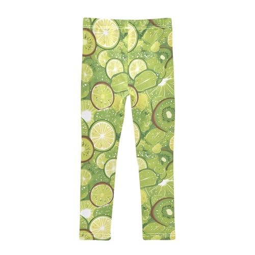 Green Kiwi Lime Oil Painting Kids Girl's Basic Leggings Stretchy Full Length Yoga Pants Exercise2