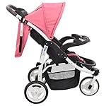 Festnight 3-Rad-Geschwisterwagen Kinderwagen Babywagen Buggy Zwillingswagen Zwillingsbuggy Baby Kleinkinder