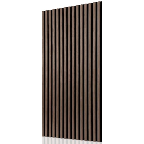 ISOISL Paneles acústicos de 120 cm x 60 cm, 4 unidades, de madera, semicírculo, nogal negro, atornillado de metal, revestimiento de pared, color negro, para salón moderno, estudio musical, cine en