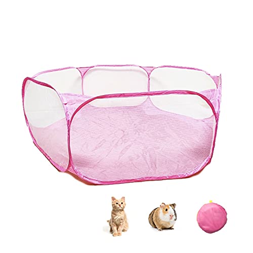 Abbastanza alto e grande: 120 * 59 * 38 cm, 47,2 * 23,2 * 15 pollici; Un sacco di spazio per far correre gli animali domestici, non possono saltare fuori. I bambini possono sedersi nel recinto e giocare con le cavie, i criceti, i gerbilli, i maialini ... e così via. Offri un felice momento di gioco a bambini e animali domestici.