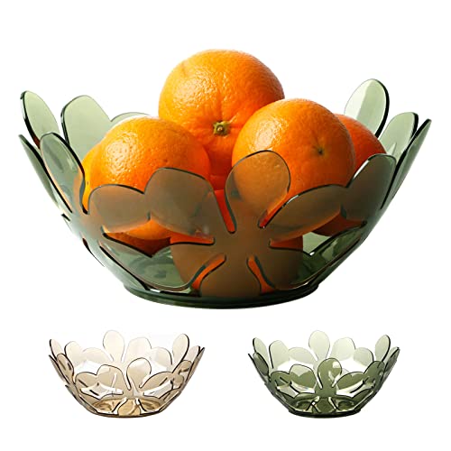 Nutriups Rustless Fruit Bowl，2 Pack Petal-Shaped Fruit Basket For Kitchen，Sturdy Plastic Decorative Bowls For Home Decor, Kitchen Countertop, Green And Orange #TOP9
