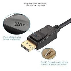 Alternative view of UVOOI DisplayPort to DVI Cable 10ft (DP to DVI-D Cable) Compatible with PC, Laptop, HDTV, Projector, Monitor, More- Gold-Plated