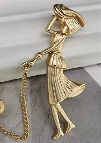 Gold Woman Walking Dogs Brooch Cute Dog Brooches For Women Fashion Metal Animal Brooch Jewelry Fashion Brooch For Women Girls Gift Party #TOP5