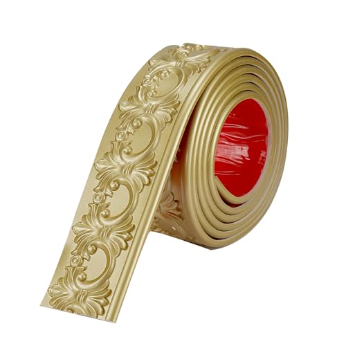 Flexible Molding Trim Wall Trim, 9.9 Feet Self Adhesive Peel and Stick Molding Ceiling Molding, Cabinet Border, Mirror Frame Trim Wall Trim for Home Decor Wall Molding & Trim (Bright gold)