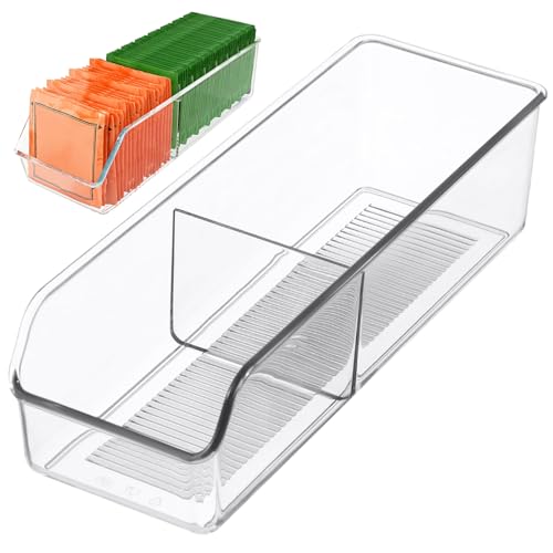Ciieeo Tea Bag Holder Divided Storage Bin for Tea Bags Compact Sturdy Plastic Organizer Perfect for Kitchen Office