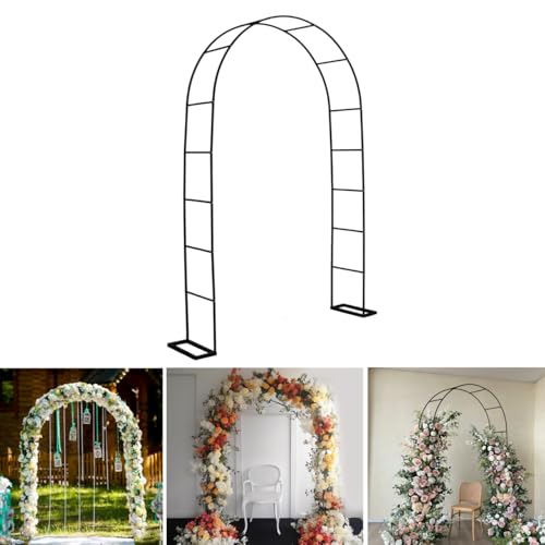 SCENDOR 7.9 Ft H x 4.6 Ft W Metal Garden Arbor, Outdoor Wedding Arches for Ceremony, Assemble Easily, Black Garden Wide Arch Trellis for Climbing Plant Party Decoration