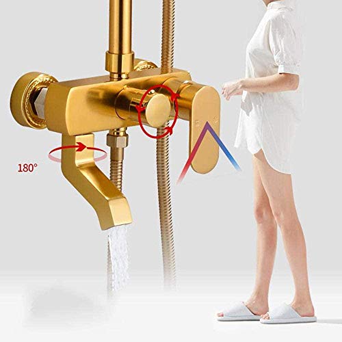 Ensemble de douche or en aluminium spatial avec pommeau de douche fixe et main - 7