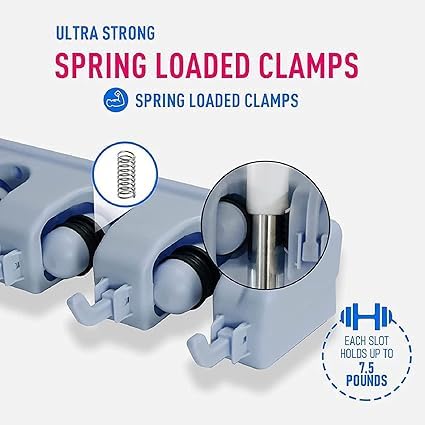 Firtaza 5 Slot Position with 6 Hooks Garage Storage up to 11 Organizer Tools Strong Mop and Broom Holder - 5 Slots with 6 Inbuilt Hanging Hooks (Standard). 3