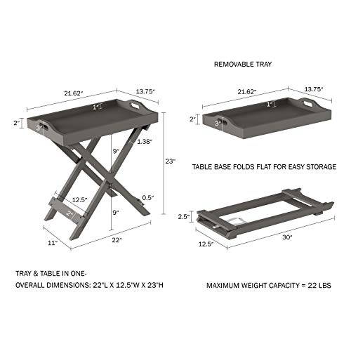 Folding-TV-Tray-Table-Contemporary-Side-Table-with-Removable-Tray-Top-for-Food-Serving-Decor-or-Meals-Portable-End-Table-for-Living-Room-Bedroom-or-Home-Office-by-Lavish-Home-Gray Folding TV Tray Table Contemporary Side Table with Removable Tray Top for Food Serving Decor or Meals Portable End Table for Living Room Bedroom or Home Office by Lavish Home Gray