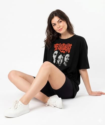 Image of SHODOX Women's Cotton Blend Oversized Drop Shoulder Printed T-Shirt | Soft, Breathable & Light Weight | Loose Fit Stylish Top for Girls with Premium Graphic Print