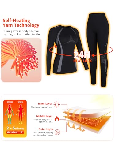 ATTRACO Thermal Underwear Set Womens Long Johns Warm Base Layer Top Bottom for Cold Weather Clothes3