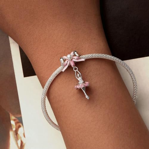 Image of Ballet Charm 925 Sterling Silver Dancer Shoes Anniversary Heart Pendant Family Birthstone Mom Dangle for Pandora Charm Bracelet