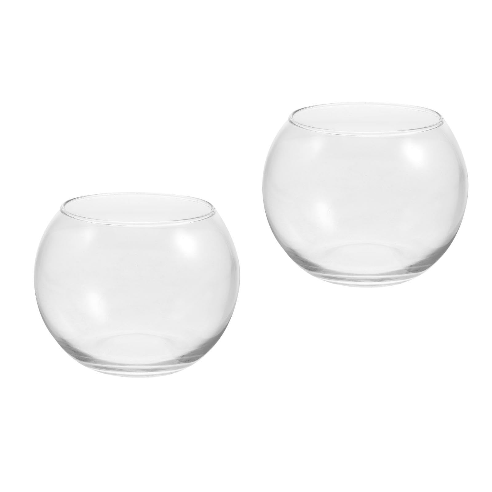Operitacx Terrario florero de Cristal para Peces, 12cm Cuenco de Cristal para Acuario, pecera, Mini pecera, decoración de Mesa para el hogar y la Oficina, decoración del hogar