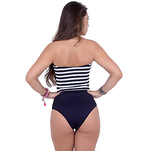 Maiô com Bojo Frente Única Poá Listrado Summer Soul (G)