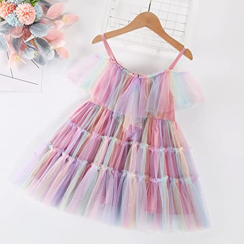 Toddler Girl's Sequins Tutu Dress Rainbow Pageant Dresses for Girls Tulle Tutu Part𝘆 Sparkly Princess Gown2