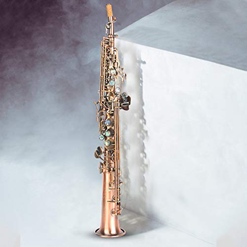 Antique Red Copper B Flat Saxophone Kit, Professional Soprano Straight Sax Musical Instrument With Carrying Bag #TOP3