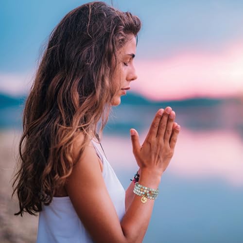 Bracelet Om en Amazonite et collier Mala pour harmoniser les énergies - 4