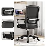 Ergonomic with Wheels,Mesh Desk Back Support Executive Computer,Comfy Wide Task Adjustable Reclining Swivel for Sitting All Day, Grey