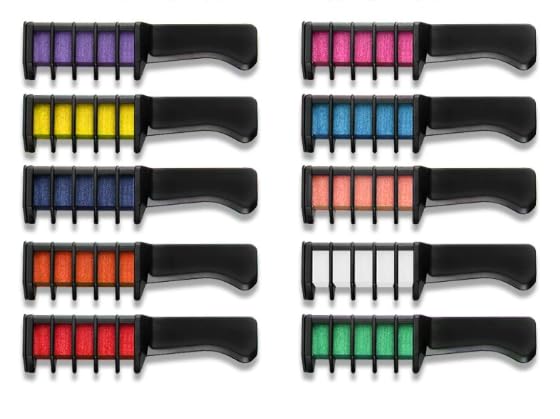 Juego de tizas para el pelo para niñas, 10 colores temporales lavables, mini peines para el pelo, para regalos y fiestas