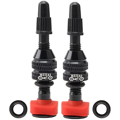 Kigauru 2Pcs Bicycle Tubeless Presta Valves Stem Aluminum Alloy 40Mm Bike Vacuum Tire Nozzle Portable Alloy Kit Increase Friction Prevent Air Leakage Presta Nozzle Nut With Valve Caps #TOP1