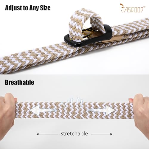 Image of JASGOOD Stretch Belt for Men, Men Women Elastic Woven Braided Belt 1 3 /8 Casual Belt Golf Belt for Jeans Pants