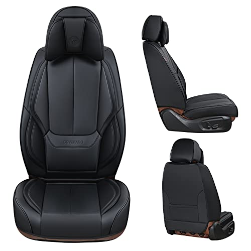 Coverado Car Seat Covers 5 Pieces, Full Set Universal Seat Covers For Cars, Waterproof Nappa Leather Auto Seat Protectors With Head Pillow, Car Interiors Fit For Most Sedans Suv Pick-Up Truck, Black #TOP3