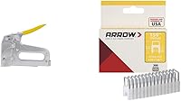 Vista 1 de Arrow T59 Tacker y Arrow 591168 - Grapas aisladas de acero T59 genuino de 1/4 pulgadas por 5/16 pulgadas para cable y cableado, transparente, 300