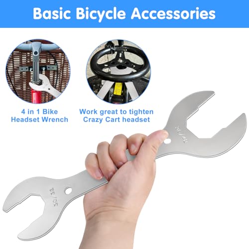 PERFETSELL Bicycle Headset Spanner Bicycle Cone Spanner Hub Wrench Carbon Steel Axle Hub Cone Wrench 4 Size 30/32/36/40mm Open End Pedal Spanner Repair Tool for MTB Mountain Bike Cycling Double Open - Image 4
