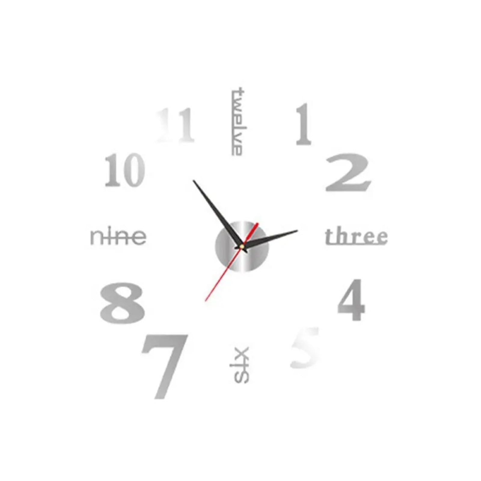 YUPLIODSX Frameless Diy Wall Clock 3D Luminous Wall Clock Frameless DIY Digital Clock Wall Stickers Mute Clock For Living Room Bedroom Office Wall Decor