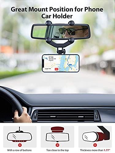 VICSEED Phone Car Holder Magnetic Vehicle Rear View Mirror Phone Mount, [6 Strong Magnets & Easy Install] Universal Cell Phone Automobile Cradles Fit with iPhone 13 12 Pro Galaxy S21 All Smartphones - Thumbnail 7