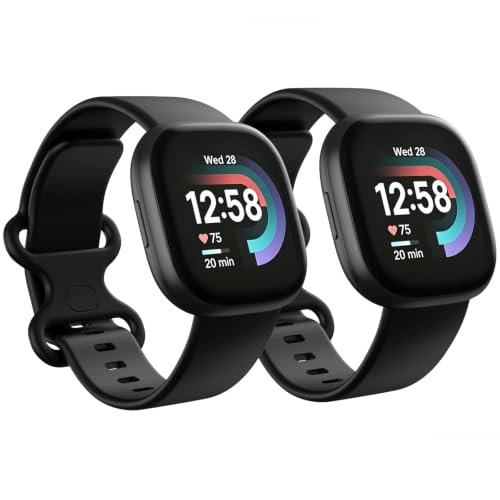 2 Pack Compatible with Fitbit Sense/Versa 3 / Versa 4 / Sense 2 Bands, Soft Sports Replacement...