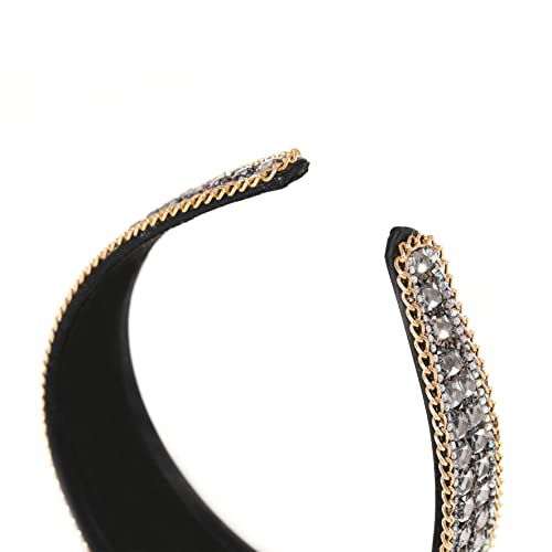 Gmmidea Rhinestone Headband Women Glitter Sparkle Diamond Crystal Headband Padded Wide Silver Embellished Headbands For Women Girls Fashion Hair Accessories Deep Gray #TOP3