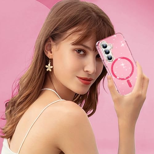 Coque Samsung S26 Plus compatible Magsafe antichoc transparente rose bling