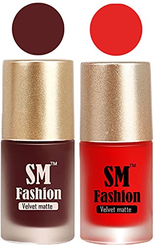 Nail Polishes, Dark Tan-Red Velvet Matte Nail Paint Combo Set of 2 Pcs 7ml each