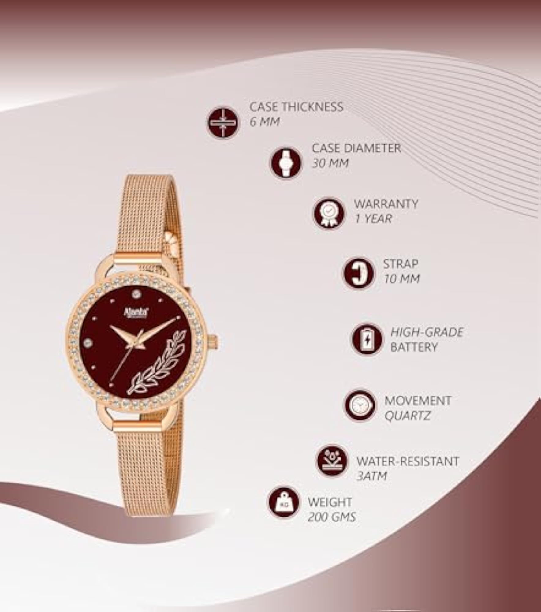 Women's Diamond Studded Dial Elegant Analog Watch