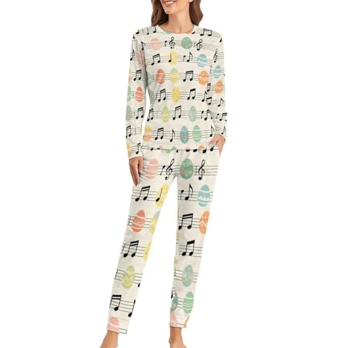 Image of Womens Pajamas Sets 2 Piece Long Sleeve Lounge Set Loose Pants Pj Sets Loungewear with Pockets