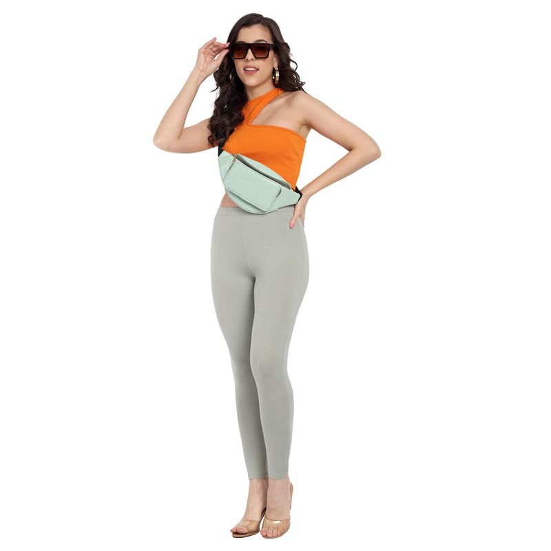 Image of ONE SKY Women Full Length Leggings | Cotton Modal Spandex Blend | High Waist Stretchable & Bio-Washed Fabric | Colour-Lock Technology | Comfortable Leggings for Women