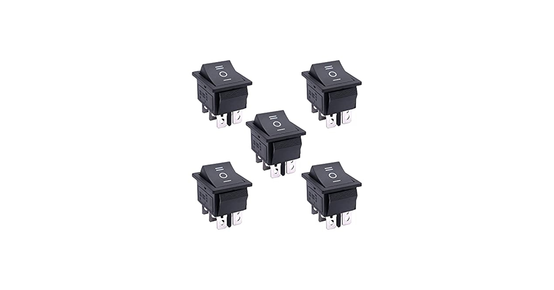 ZUC 5Pcs AC 250V/16A,125V/20A Black ON/Off/ON DPDT 6 Pin 3