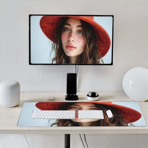 Gaming Mouse Pad, Large Mouse Mat 80x40x0.3 cm, Red Riding Hood Woman Desk Mat XXL Mousepad, Stitched Edges, Non- Slip Rubber Base, Iimproved Precision and Speed Keyboard Pad for Office Gamers S-4828 - Image 2
