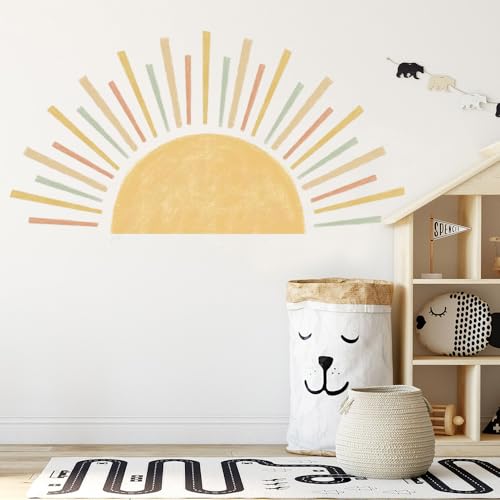 Wandtattoo Sonne Boho Wandsticker Boho Sonnenaufgang Wandaufkleber Kinderzimmer Wanddeko für Mädchen, Schlafzimmer, Babyzimmer, Wohnzimmer