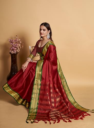 Image of Avantika Fashion Women's Woven Cotton Silk Art Silk Banarasi Saree With Blouse Piece