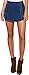 Trend Director Women's Boho Blue Denim Side Buttons Closure High Waisted Mini Denim Skorts / Wrap Skirt Shorts (Large)