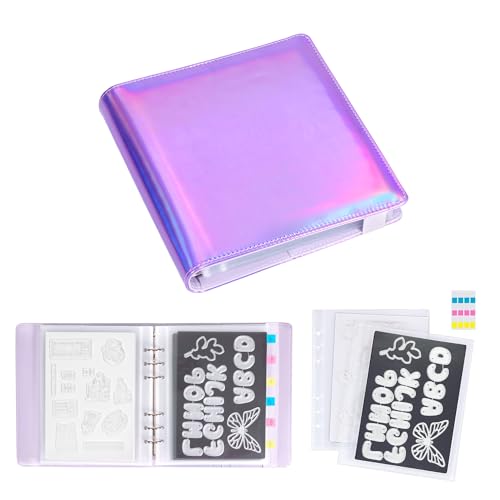 Image of 26pcs Magnetic Sheets and Storage Bags for Stamps and Dies Storage with Shinny Album Pocket, Die Cut Storage Set for Storage Die Cutting,DIY Scrapbooking,Card Making Supplies (Bright- Purple)