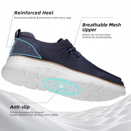 Image of Mens Boat Loafers Slip-on Casual Mesh Walking Shoes Business Oxfords Sneakers Work Lightweight Comfortable Soft Sole