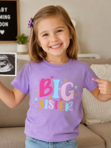 Image of Funnycokid Big Sister Shirts for Girls Pregnancy Announcement 1-7 Years