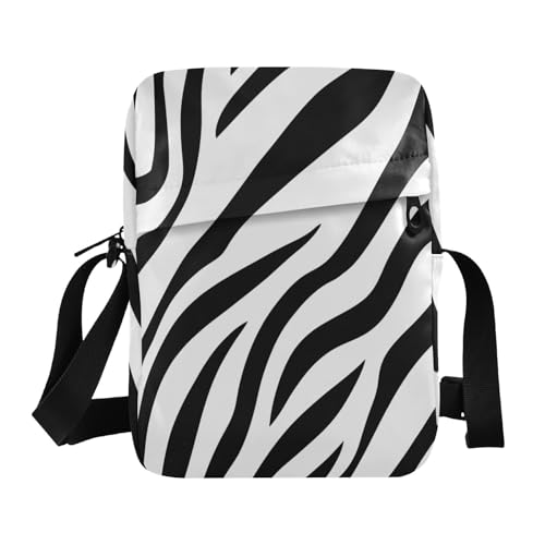 mens messenger bag crossbody bag men Women's Purses Adjustable Strap for Shopping Shopping- Black White animal Stripe