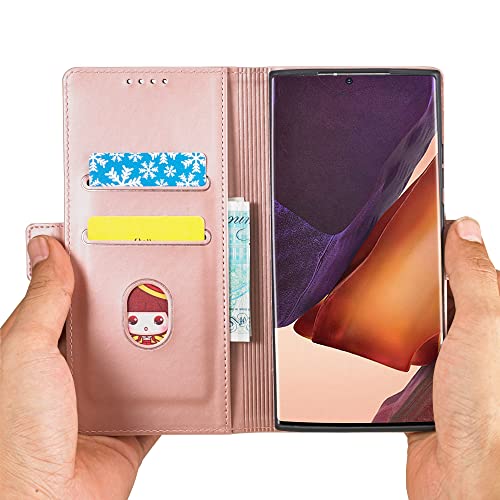 Étui de téléphone en cuir PU pour Samsung S21 Ultra avec porte-carte rose