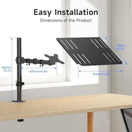 suptek Soporte para Monitor con Bandeja para Computadora Portátil, Brazo Monitor para 13-27 Pulgadas PC y hasta de 15,6 Pulgadas Portatil Ordenador, hasta 10kgs, Giro y Rotación - MD6421TP004 - imagen 7