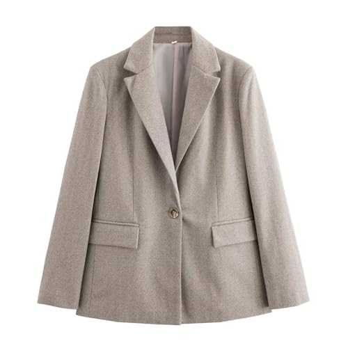 French Style Minimalist Twill Winter Suit Jacket Women Boyfriend Loose Casual Suit Blazers Women